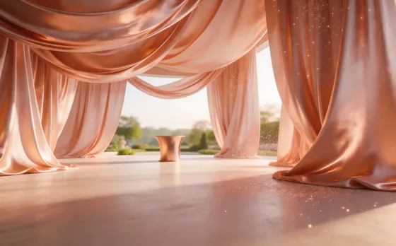 Stage With Curtain And A Vase