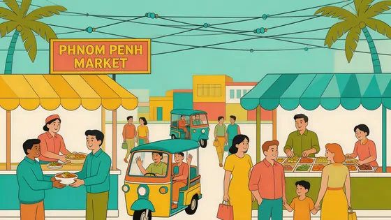 Phom Market Illustration By David Stott
