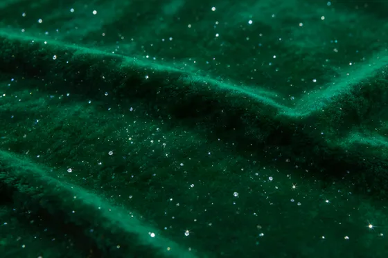 Green Velvet Fabric With Small White Stars