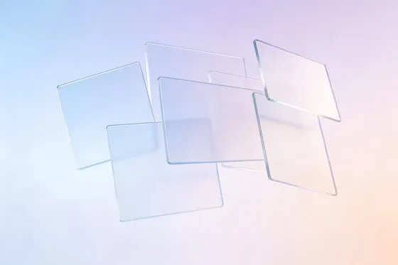 Three Square Glass Plates On A Paste Background