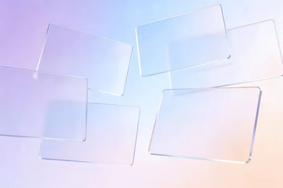 Four Square Glass Plates On A Paste Background