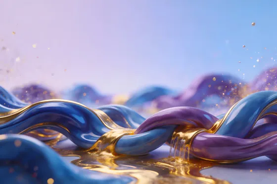 Blue And Purple Abstract Background With Gold