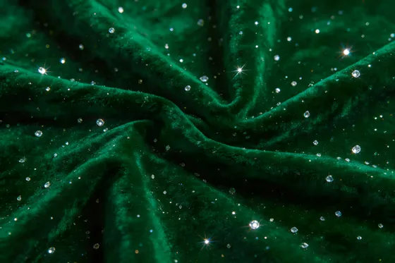 Green Fabric With Sparkling Stars