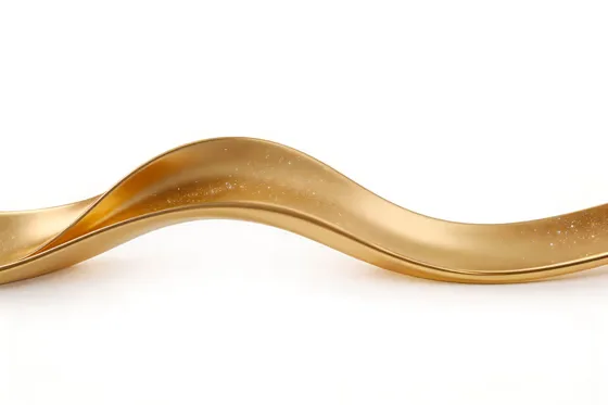 Gold Wave Shaped Object On A White Background