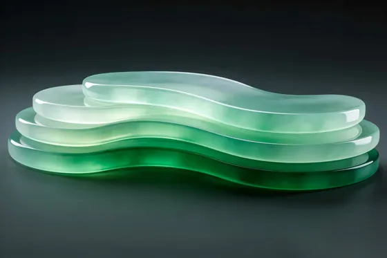 Green Glass Sculpture On A Black Background