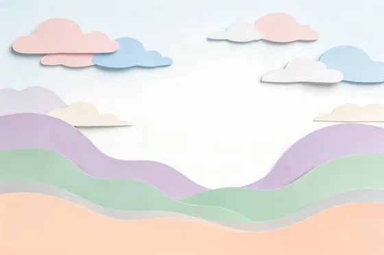Paper Cut Landscape With Mountains And Clouds