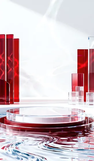 Group Of Red Glass Vases
