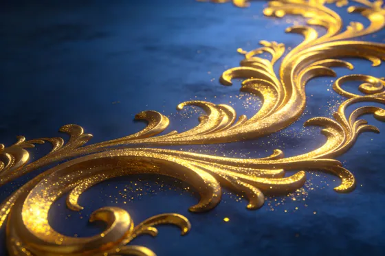Gold Scroll On A Blue Background