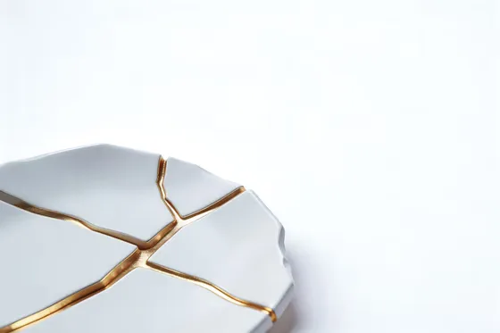 White Plate With Gold Lines On It