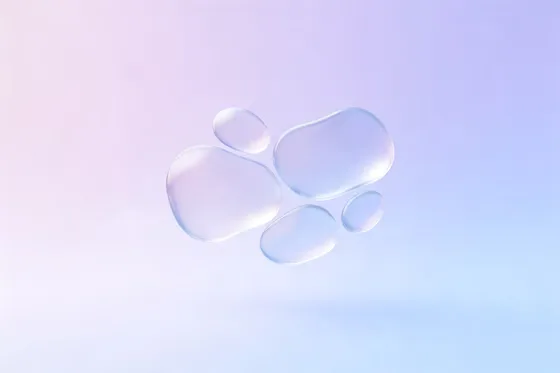 Water Droplet Floating On A Blue And Pink Background