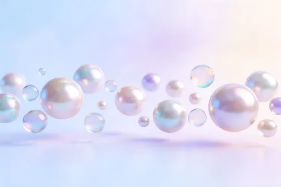Group Of White Pearls Floating In The Air