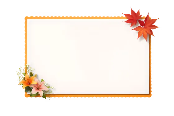 Blank Paper With Flowers And Leaves Isolated On Transparent Background