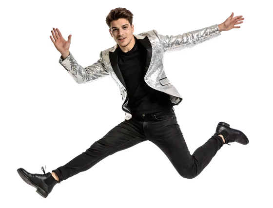 Man In A Suit And Tie Jumping Isolated On Transparent Background