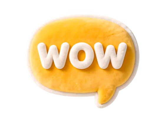 Yellow Speech Bubble With The Word Wow Isolated On Transparent Backgro