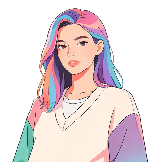 Girl With Long Hair And A White Shirt Isolated On Transparent Backgrou