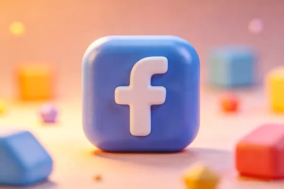 Blue Facebook Logo Surrounded By Small Cubes