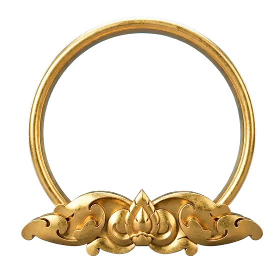 Minimal Khmer Golden Ring Frame Ornament Isolated PNG