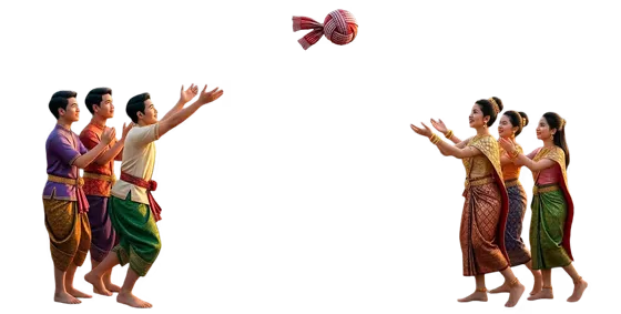 Cambodian Traditional Dance Group Tossing Flower During Khmer Festival PNG
