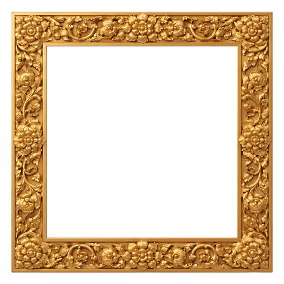 Golden Khmer Floral Frame Ornament Isolated PNG