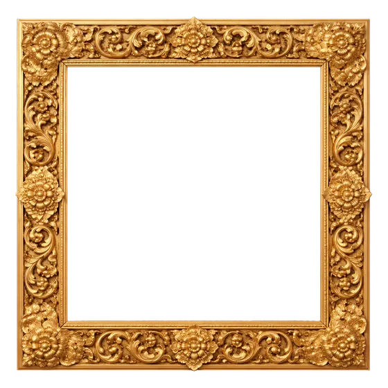 Golden Khmer Floral Frame Ornament Isolated PNG