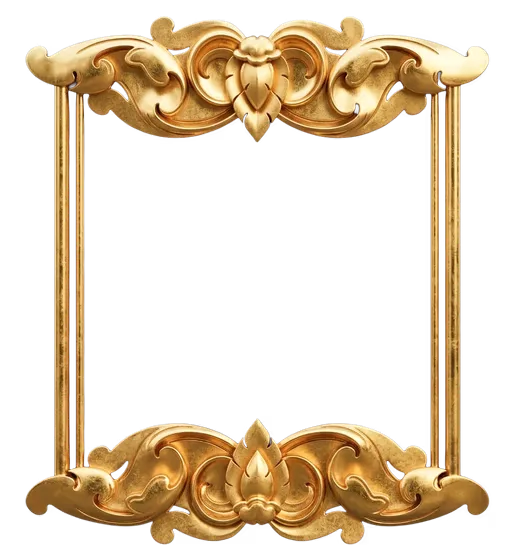 Vintage Ornate Gold Photo Khmer Frame Template PNG