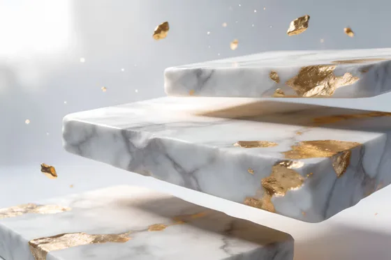 White Marble With Gold Foil On Top