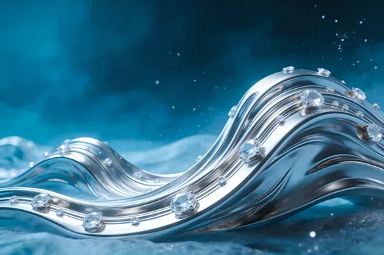 Silver Wave Of Water On A Blue Background
