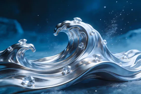Silver Wave With Water Droplets
