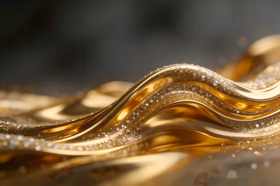 Gold Wavy Background With Sparkling Glitter