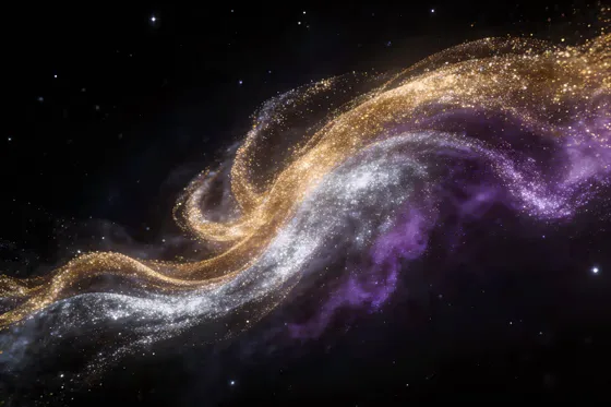 Galaxy With Bright Purple And Gold Swirl