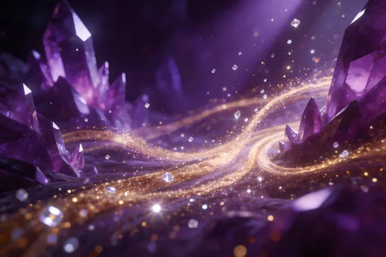 Purple Crystals On A Black Background