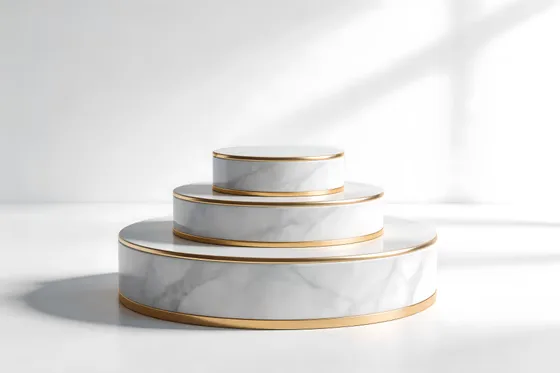 Marble Cake Stand With Gold Trim