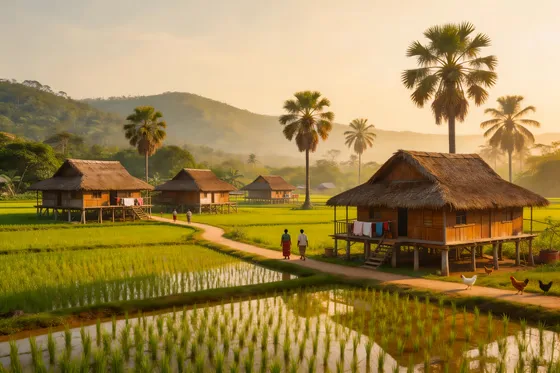 Rice Fields In Countryside Of Thailand