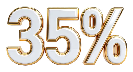 3D 35 Percent Gold White Isolated