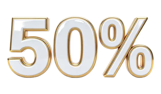 Elegant 50 Percent Gold White Isolated