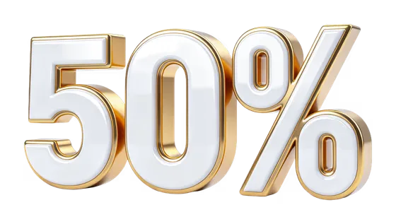 Fifty Percent Gold White Sale Discount
