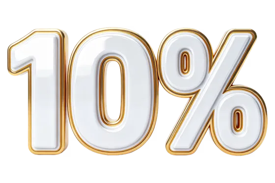 Luxury Golden White 10 Percent Symbol