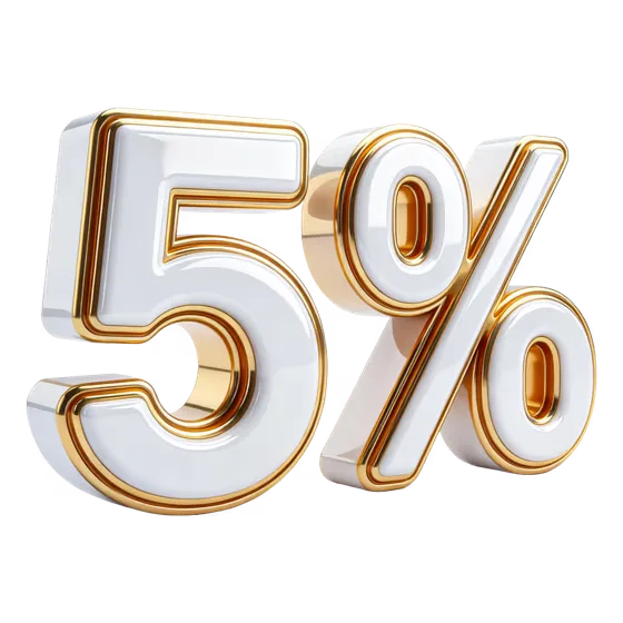 Premium Golden White Five Percent Number