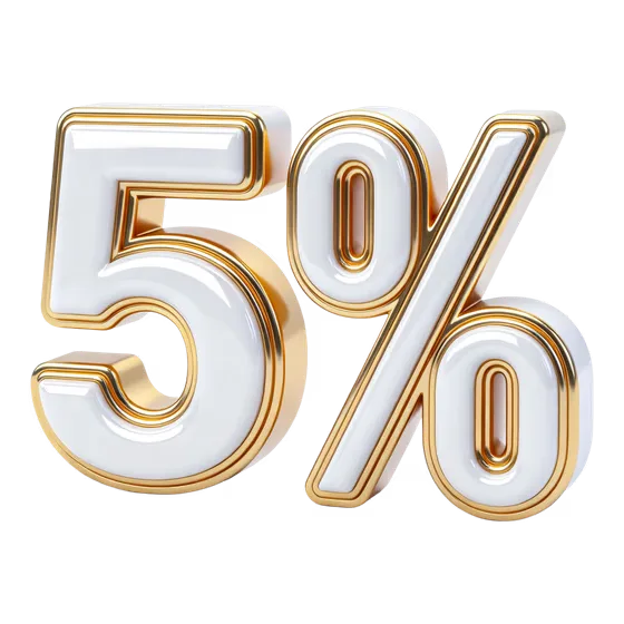 Elegant Golden White 3D Five Percent