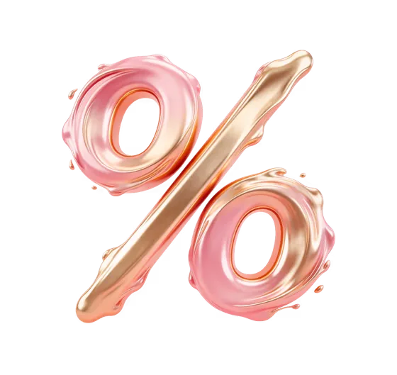 Glossy Pink Gold Percentage Symbol Isolated