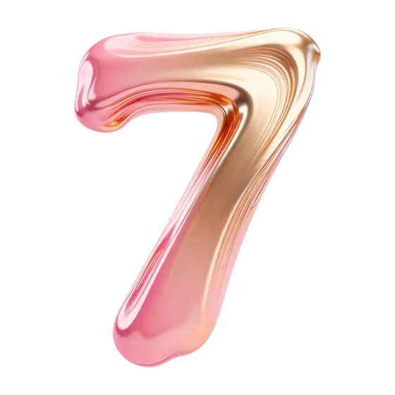 Luxury Pink Gold Gradient Number Seven