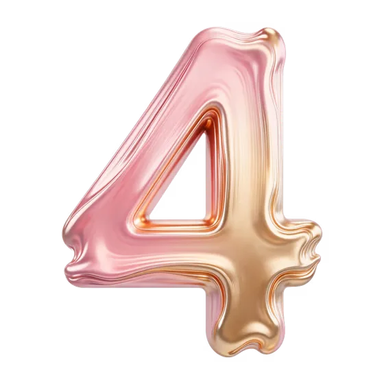 Metallic Pink Gold Gradient Number Four