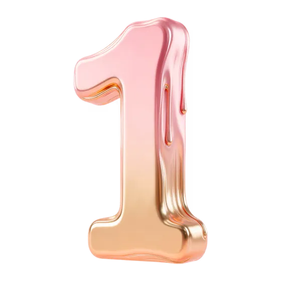 Glossy Pink Gold Dripping Number 1