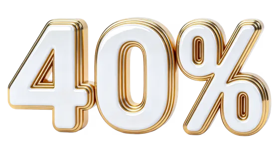Forty Percent Discount Gold White Isolated