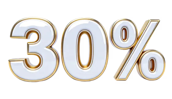 Luxury Thirty Percent Discount Isolated Sign
