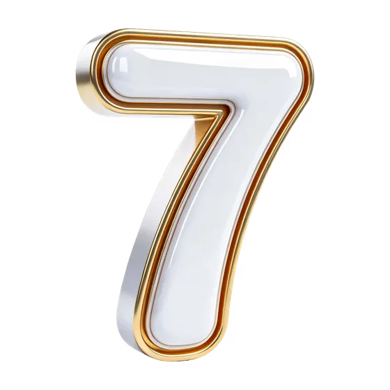 Elegant White Gold 3D Number Seven