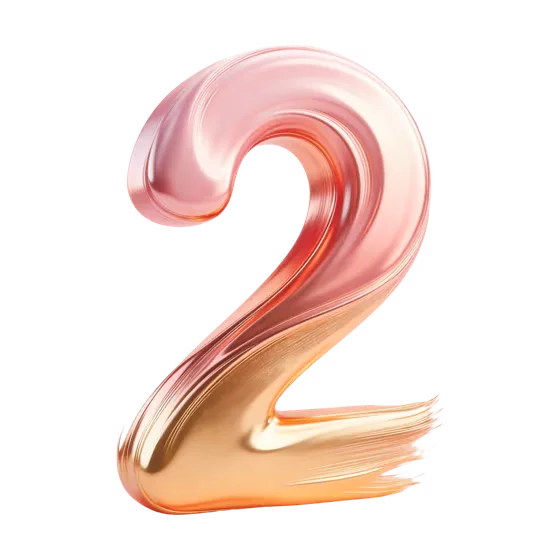 Elegant Rose Gold Metallic Number Two