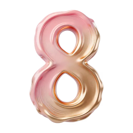 Elegant 3D Pink Gold Number Eight