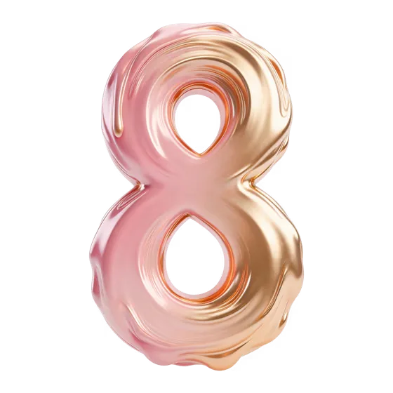 Elegant Fluid Gold Pink Number Eight