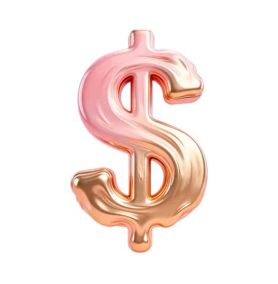 Glossy Pink Gold Finance Symbol Render